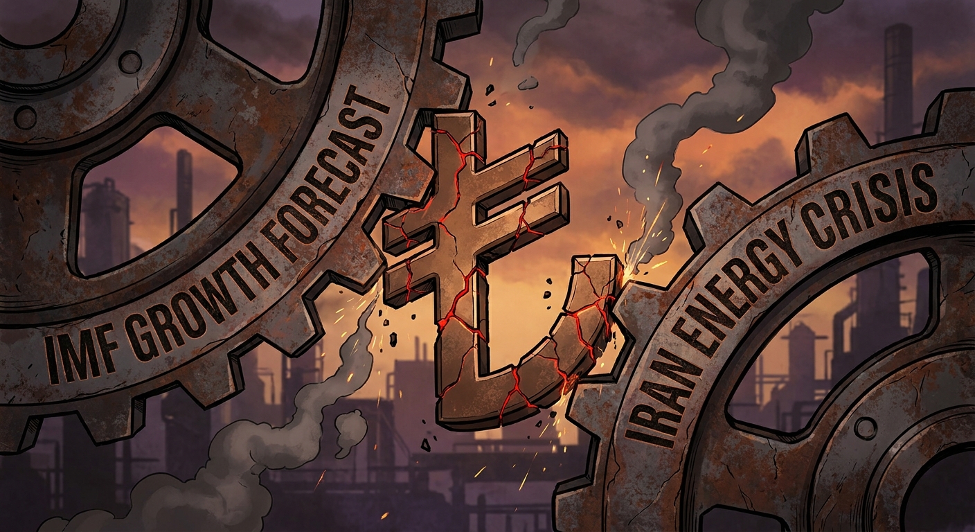 İllüstrasyon: Türk Lirası'nın IMF büyüme tahmini ve İran enerji krizi baskısı altında ezilmesini gösteren temsili görsel.