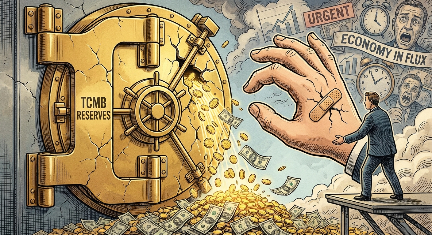 İllüstrasyon: Merkez Bankası rezervlerinin hızla erimesini ve altın satışlarını gösteren temsili görsel.